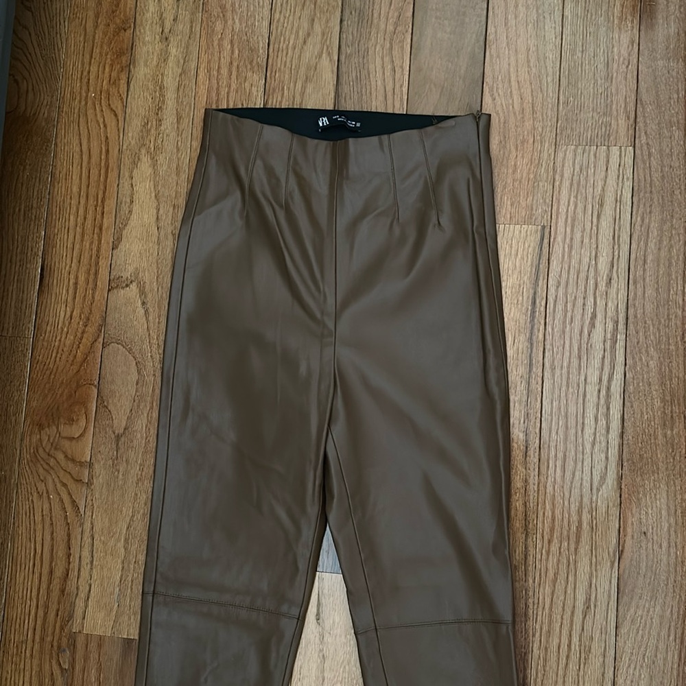 Zara Brown Leather Pants